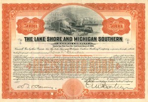 Lake Shore and Michigan Southern Railway Co. Issued to Louis D. Brandeis and signed by E.V.W. Rossiter